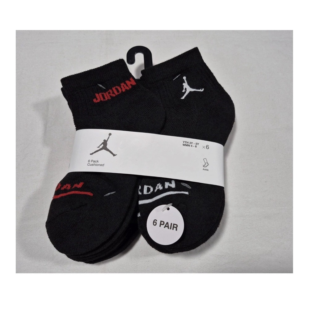 Nike Jordans Socks Ankle Jumpman Basketball Cushioned SZ YTH 3Y-5Y Black,WMN 4-6